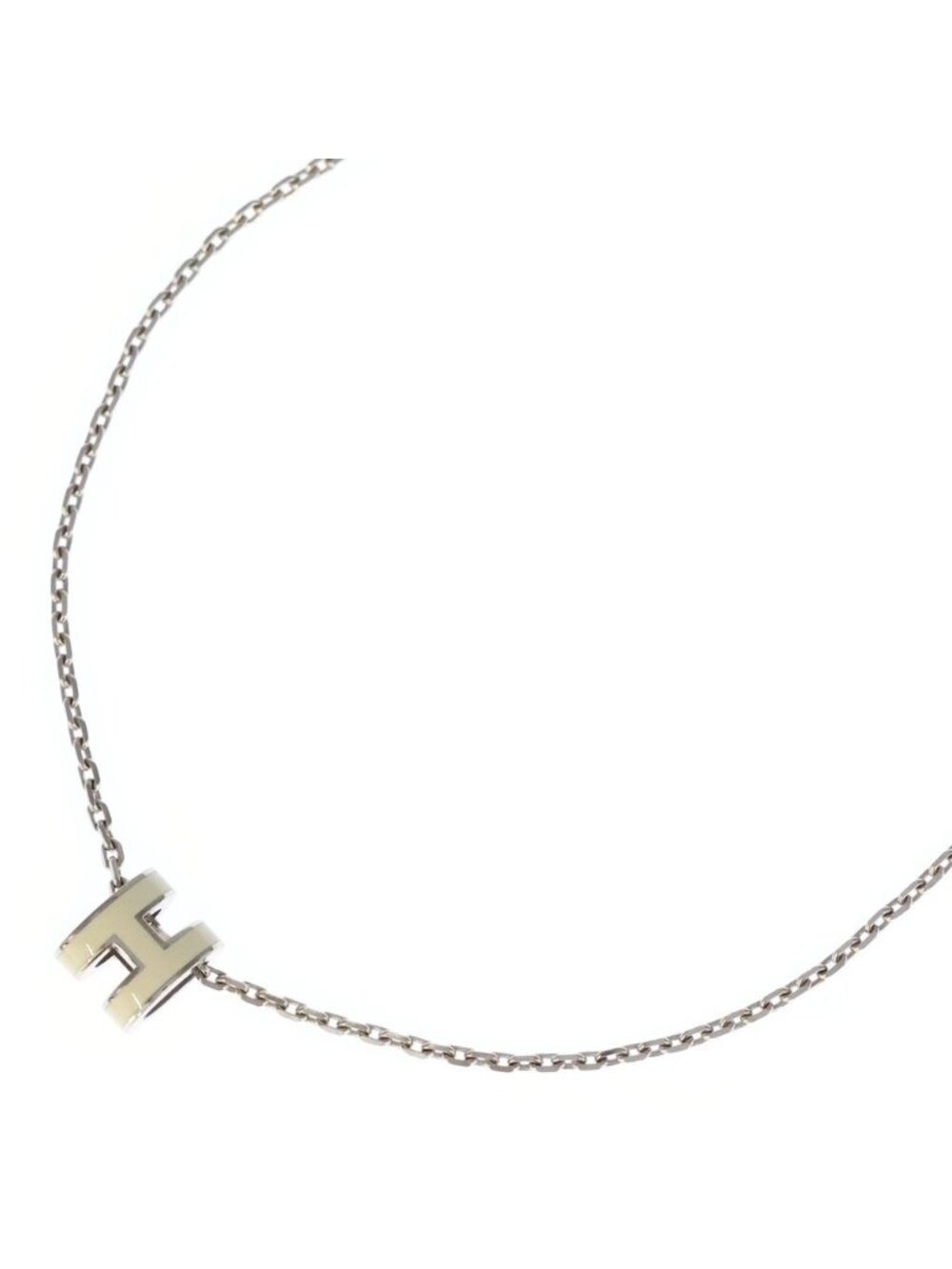 Hermes Pop Pendant Chain White Silver